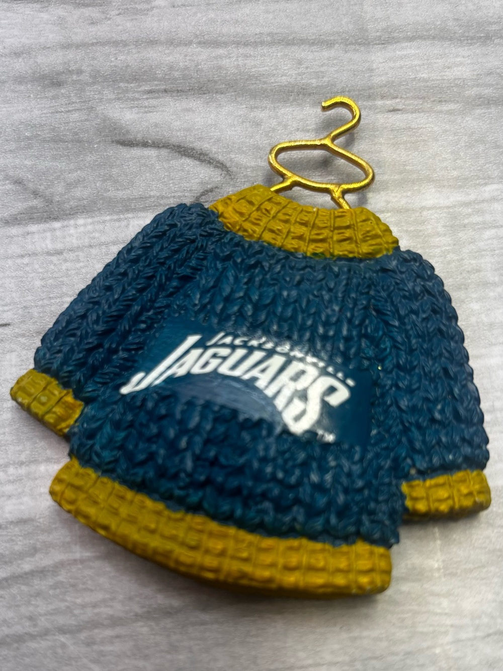 NFL Jacksonville Jaguars Kids Teal and Gold Sweater Ornament